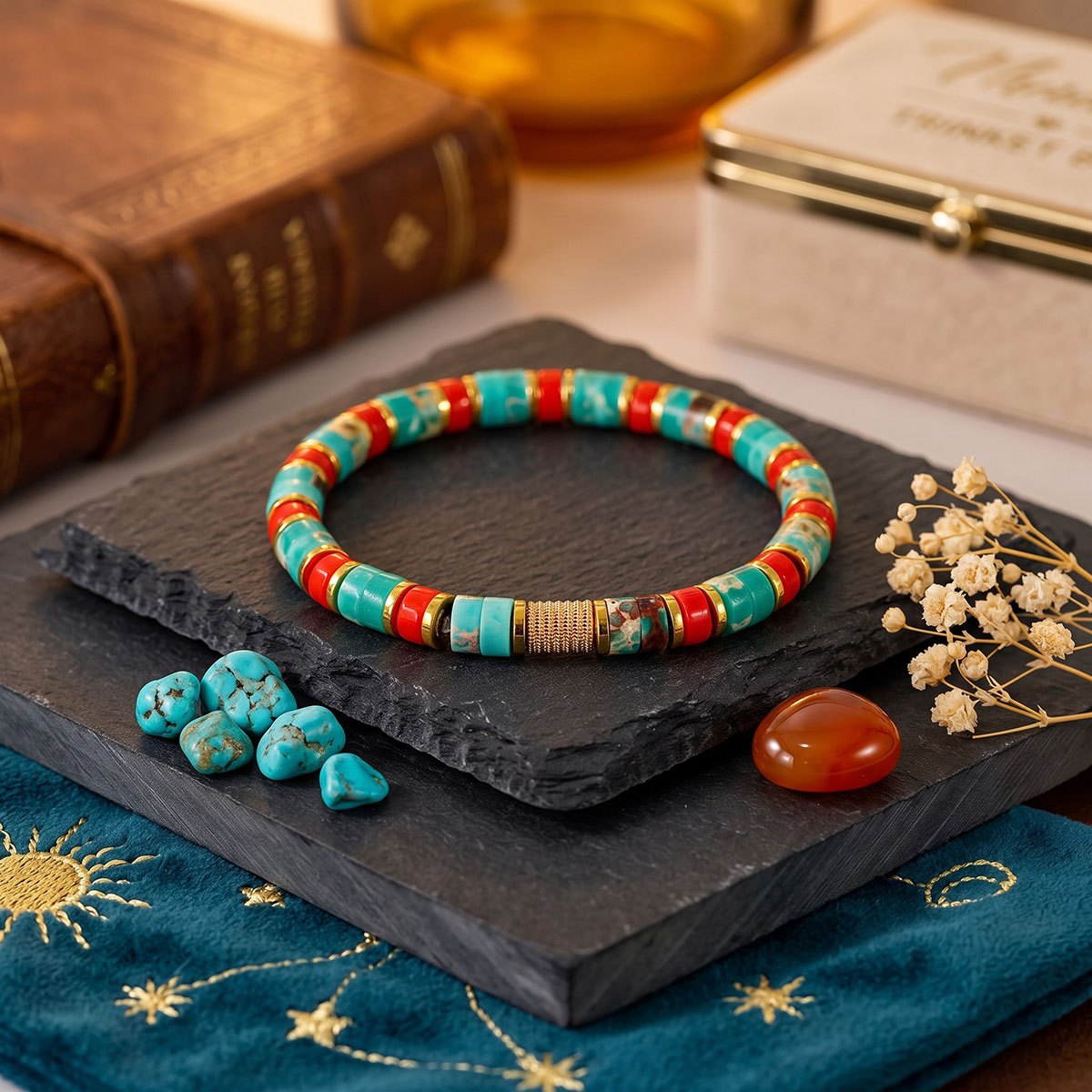 Shoushan Stone Beaded Bracelet for Wealth and Happiness